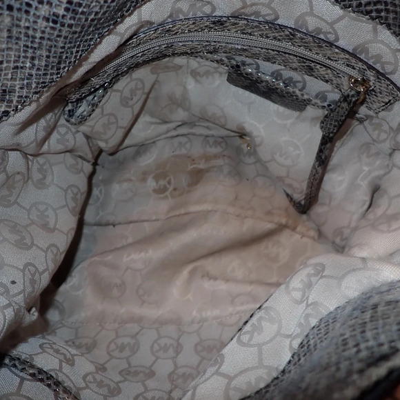 Michael Kors Ombré Hamilton Leather Snakeskin Embossed Satchel Shoulder Bag - Picture 9 of 15